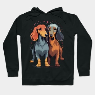 Long Haired Dachshund Love Valentine Dayes Hoodie